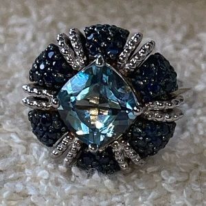 Sterling Silver Blue Topaz & Sapphire 925 Ring